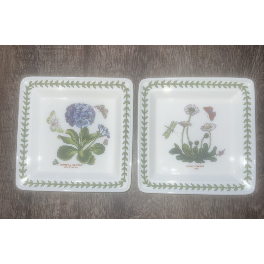 NEW Set of 2 Portmeirion Botanic Garden 7" Floral Square Salad Dessert Plates
